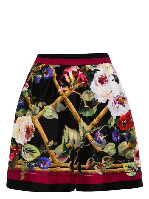 black/multicolour silk all-over floral print DOLCE&GABBANA | FTAM7THI1RGHH4YA